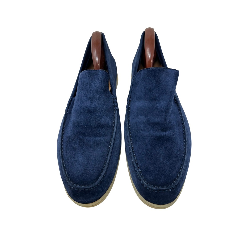 Loro Piana Summer Walk Loafers EU 45 US 11.5 Navy Blue Suede Made in Italy 43182